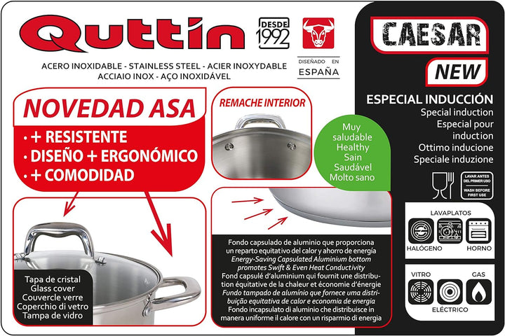 Quttin New Caesar Kochtopf, Silber, 22 cm
