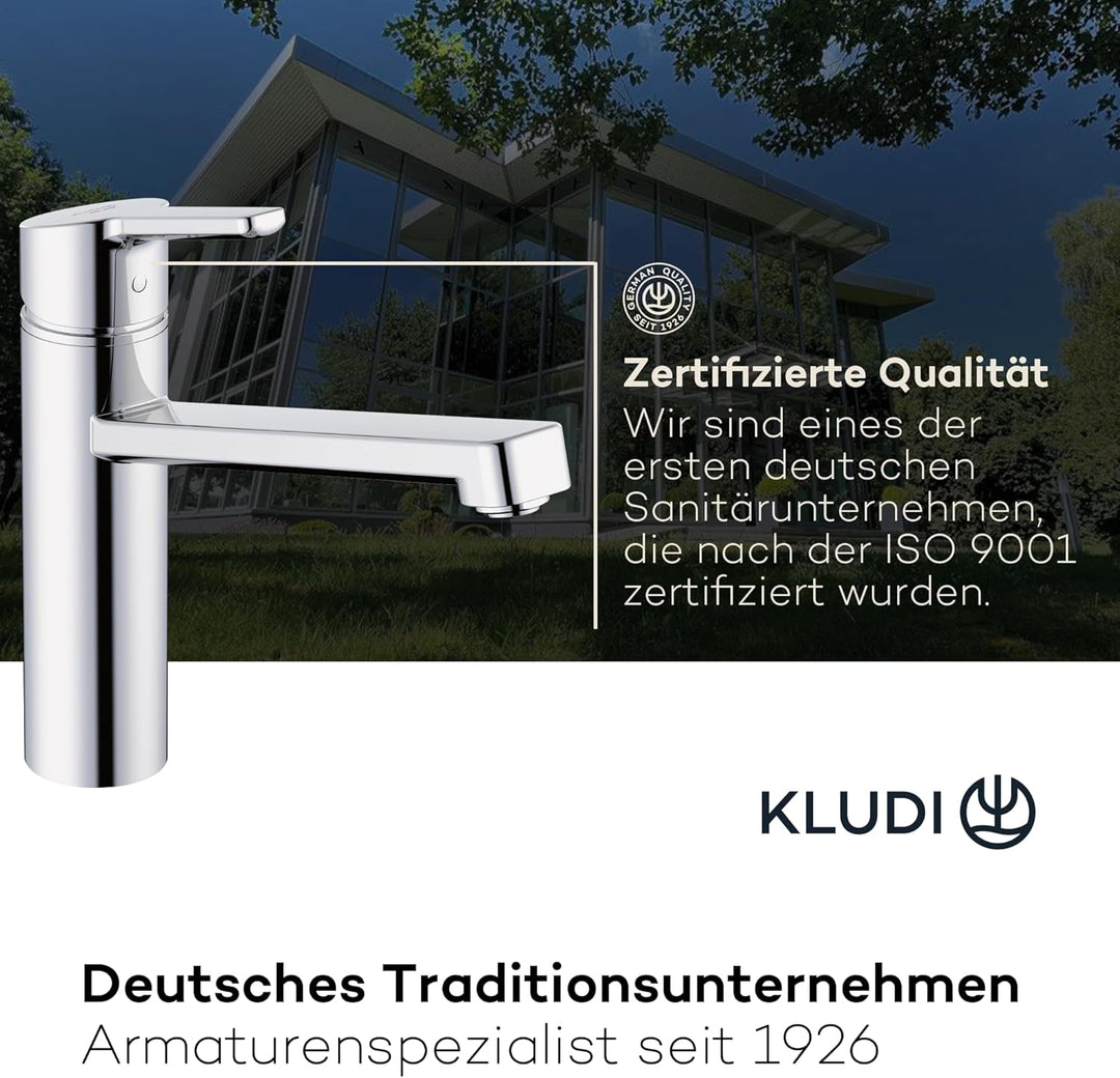 KLUDI-M3 Niederdruck Armatur Küche 360° schwenkbar, Wasserhahn Küche mit 1 Strahlart, Mischbatterie