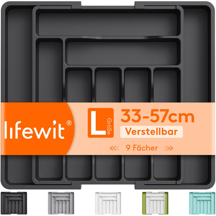 Lifewit Besteckkasten für Schubladen, erweiterbarer Besteckeinsatz für Küchenschubladen, Verstellbar