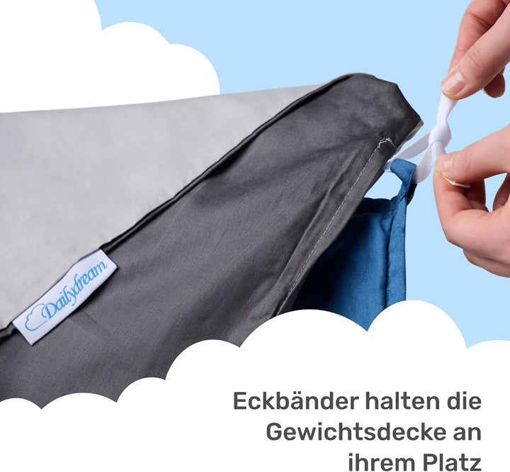 Dailydream Bezug für Erwachsenengewichtsdecke 135 x 200 cm | zweifarbig grau | 100% Baumwolle | Ersa
