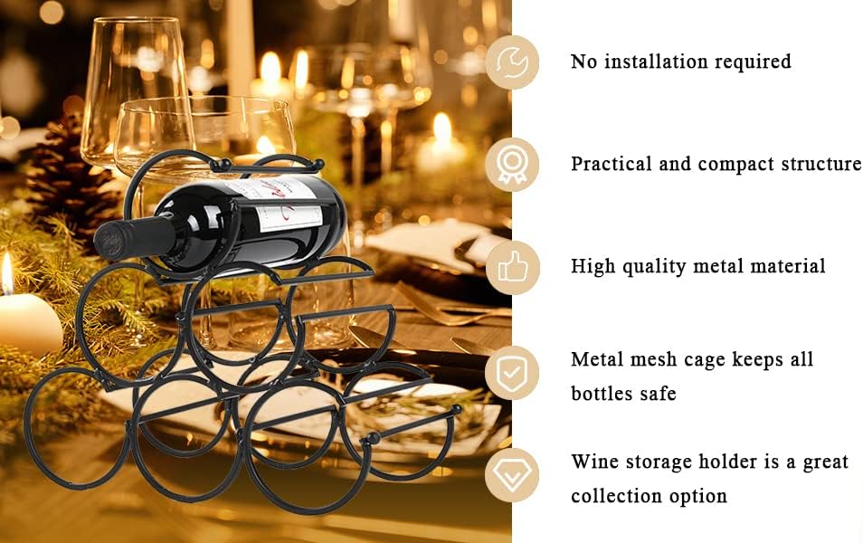 JHY Design Eisen Tisch Weinregal, Wein Flaschenregal Weinregale Freistehender Weinhalter Weinflasche