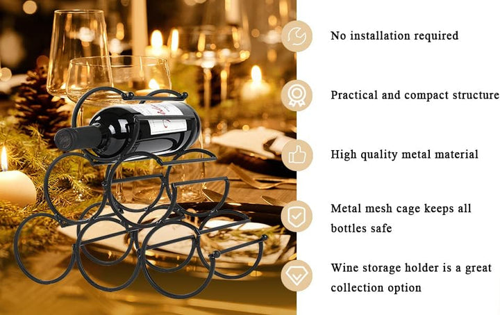 JHY Design Eisen Tisch Weinregal, Wein Flaschenregal Weinregale Freistehender Weinhalter Weinflasche