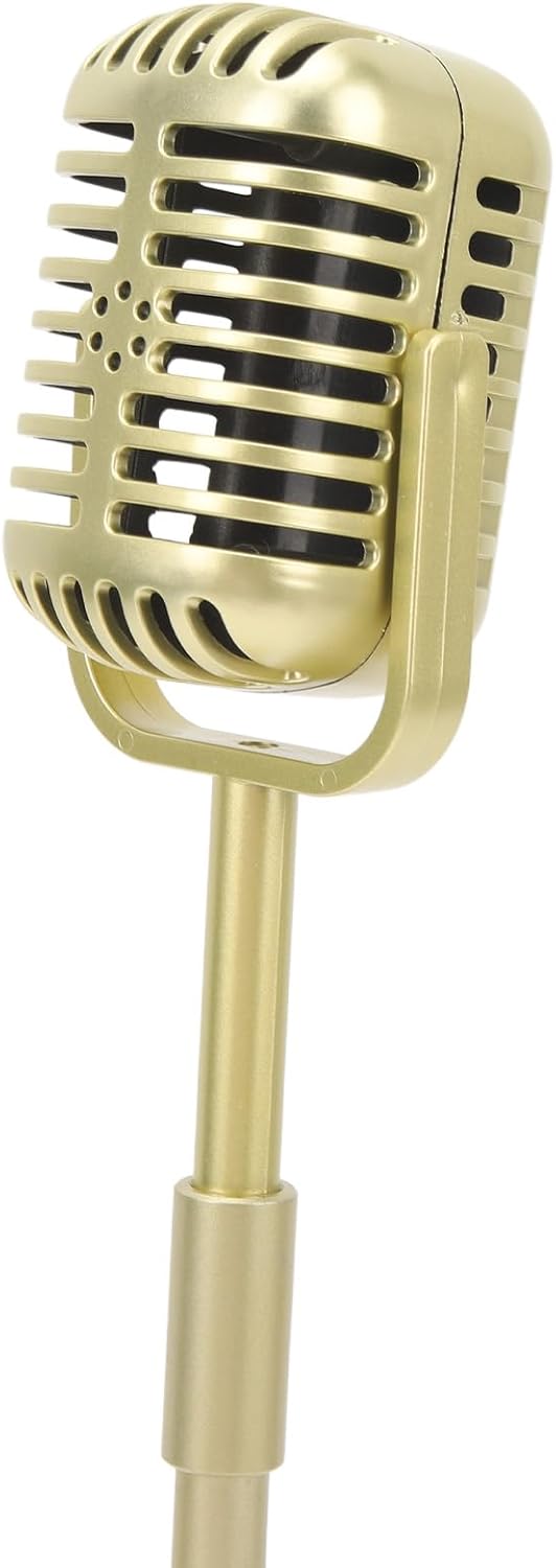 Fockety Fake Vintage Requisitenmikrofon mit Fuss, tragbar, ABS Retro Mic, klassischer Retro-Stil, an