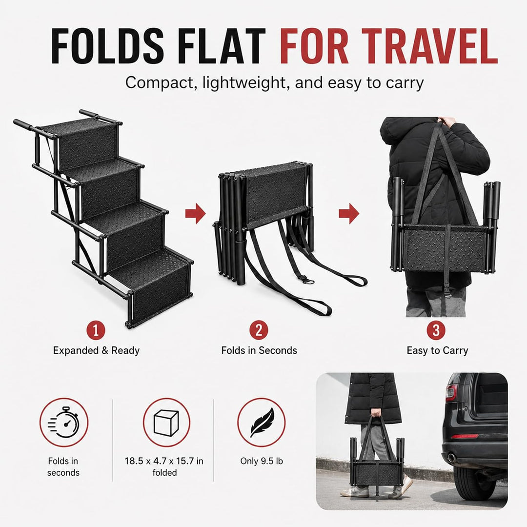 Hundetreppe Auto, Klappbar Hunderampe bis 60kg, Hunderampe Auto, Rampe Hund, Hunderampen für Grosse