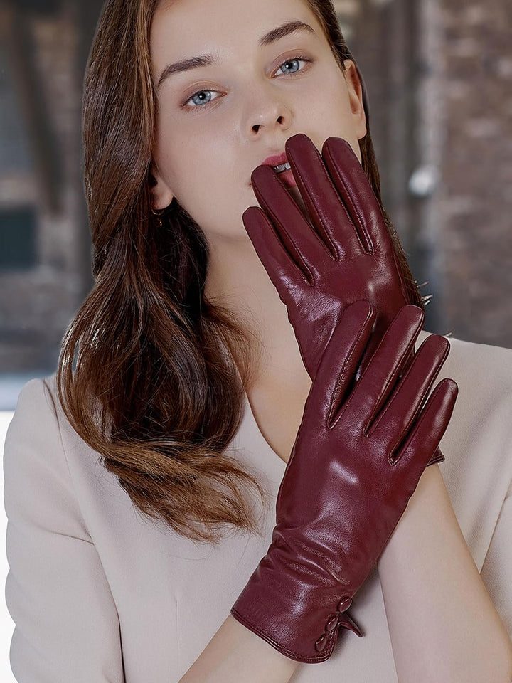 GSG SINCE 1998 Lederhandschuhe Damen Gefüttert aus Chromfreiem Echtleder – Wollfutter/Fleecefutter S