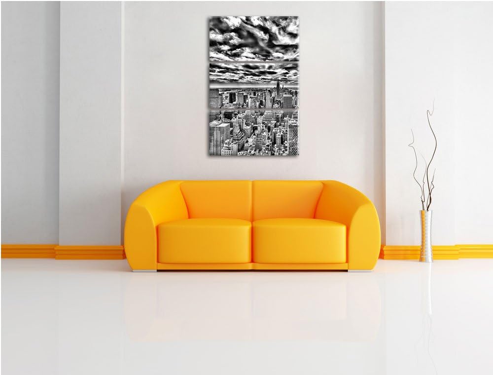 Pixxprint Monocrome, New York Skyline 3-Teiler Leinwandbild 120x80 Bild auf Leinwand