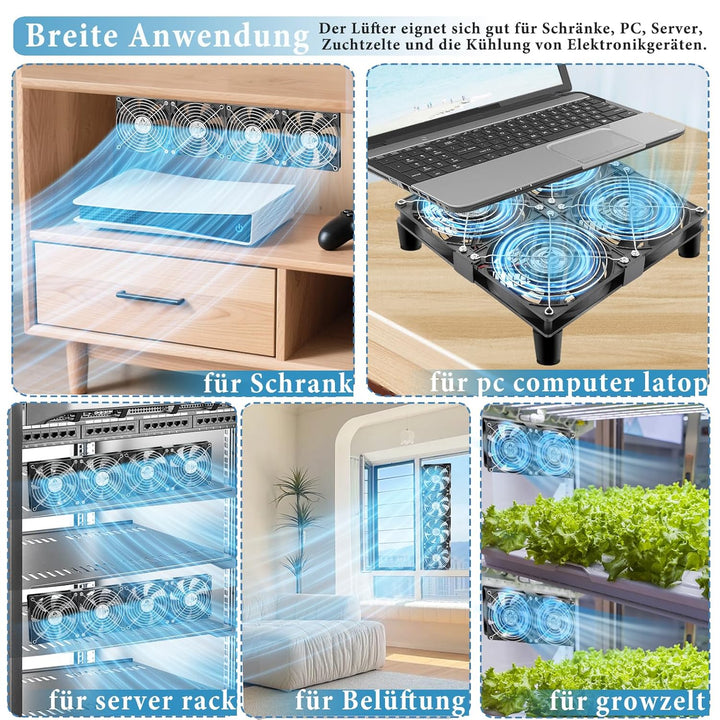 GDSTIME 4 x 120mm Lüfter 230V Dual 240mm Gehäuselüfter 220V PC Ventilator mit 4V-12V Einstellbare Ge