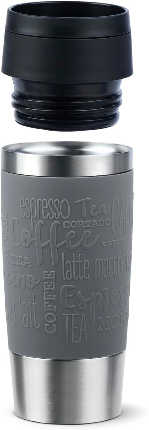 Emsa N20205 Travel Mug Classic Isolierbecher 0,36 Liter | neuer Komfort-Schraubverschluss | Edelstah