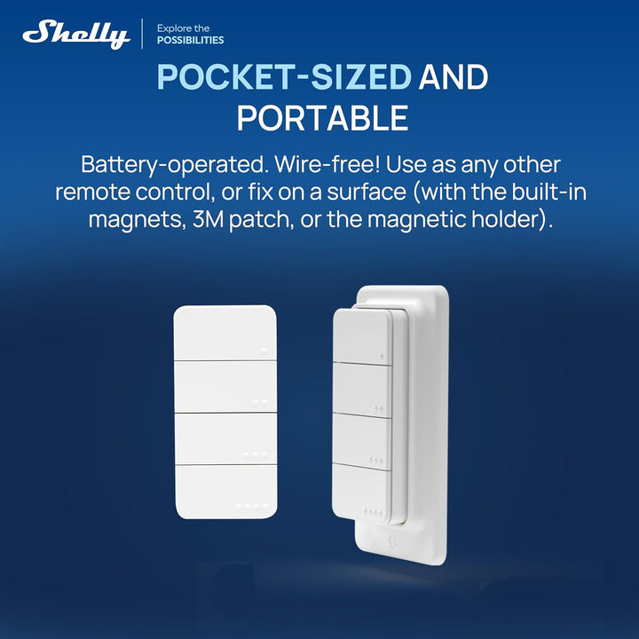 Shelly BLU RC Button 4 ZB - Bluetooth & Zigbee Smart Fernbedienung mit vier Tasten, Mehrfachklicks,