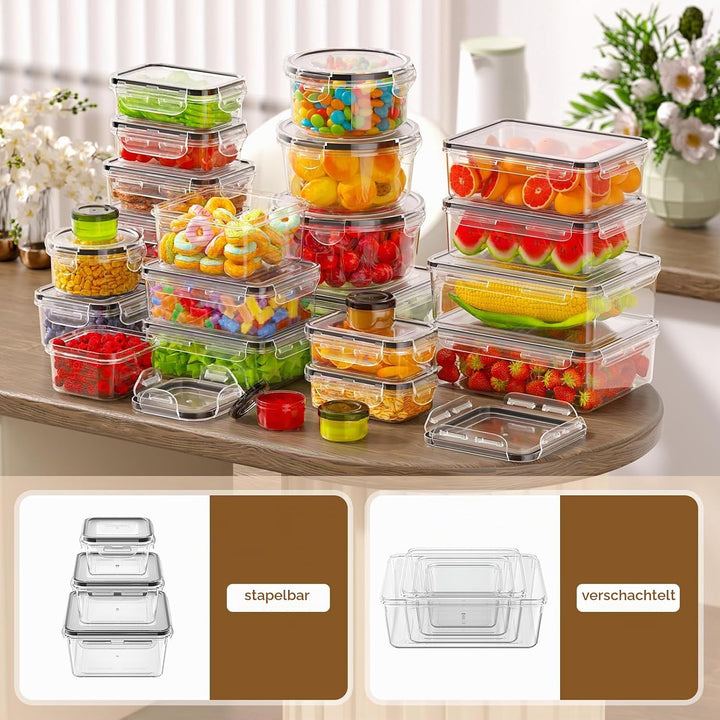 Frischhaltedosen mit Deckel, 50 Teile Vorratsdosen Set (25 Behälter & 25 Deckel),Küche Meal Prep Box