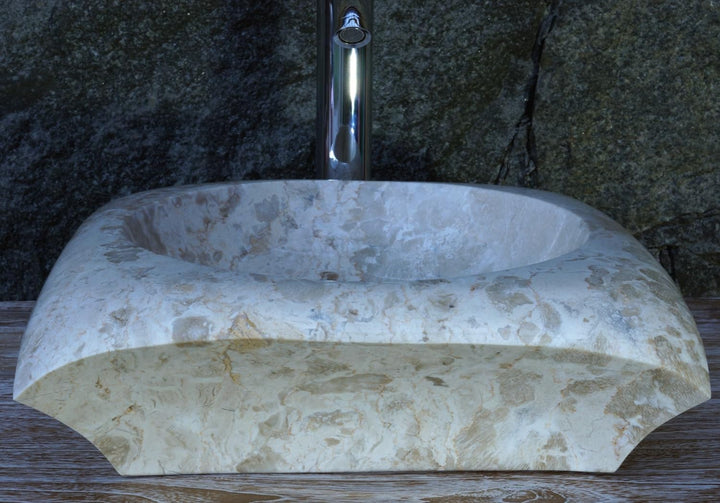 GURU SHOP Massives Marmor Aufsatz-Waschbecken, Waschschale, Naturstein Handwaschbecken - 40x40 cm Mo