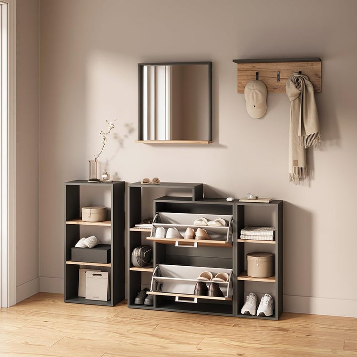 Livinity Aufbewahrungsregal Ortello, Anthrazit/Goldkraft Eiche, 30 x 80.1 cm 80 x 30 cm, 80 x 30 cm