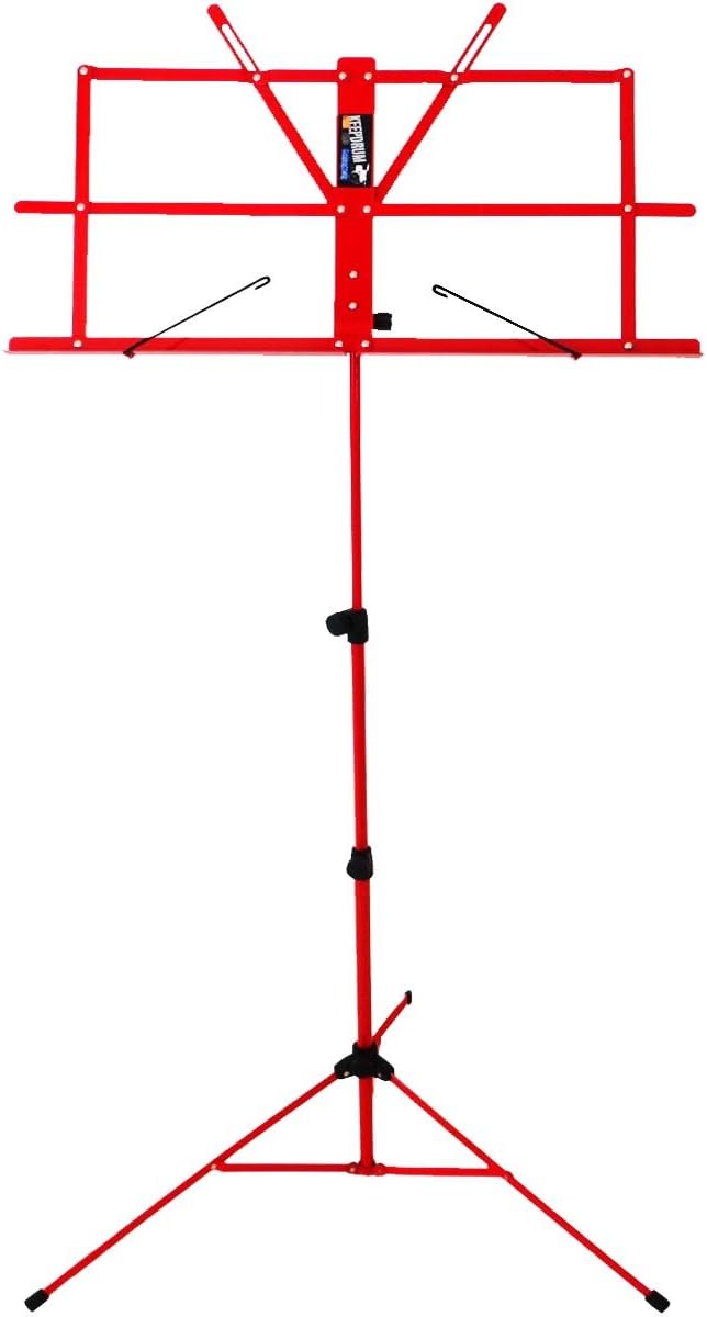 keepdrum MUS2 RD Notenstaender Notenpult Rot einfacher Aufbau kindgerecht + keepdrum Tragetasche MS2