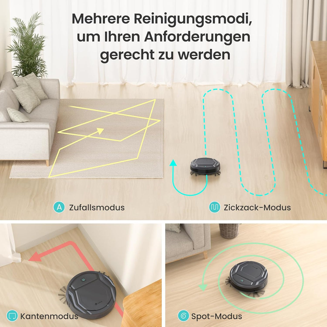 LEFANT Staubsaugerroboter, dünn, leise, WLAN, Bluetooth, Alexa-App, 6 Reinigungsmodi, Selbstladung,