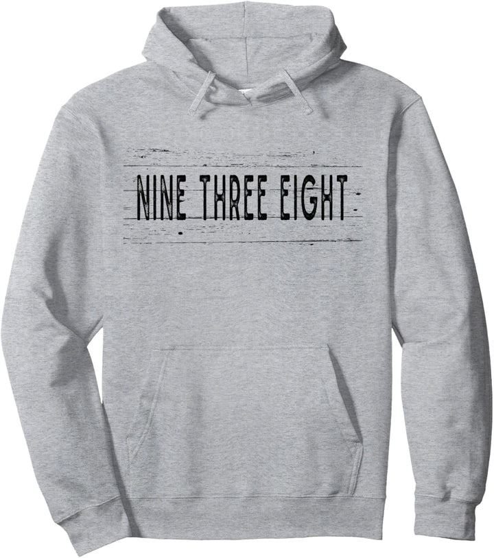938 Vorwahl Neun drei Acht-Holz-Getreide Pullover Hoodie