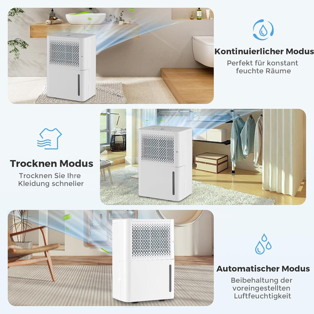 RELAX4LIFE Luftentfeuchter Elektrisch 12L/24h, Raumentfeuchter mit LED Display, Timer - Gegen Feucht