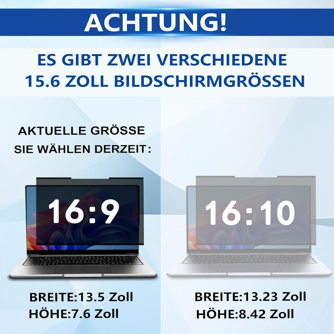 Magnetischer Laptop Blickschutzfolie 15,6 Zoll 16:9, Abnehmbarer Laptop Sichtschutzfilter und Blendf