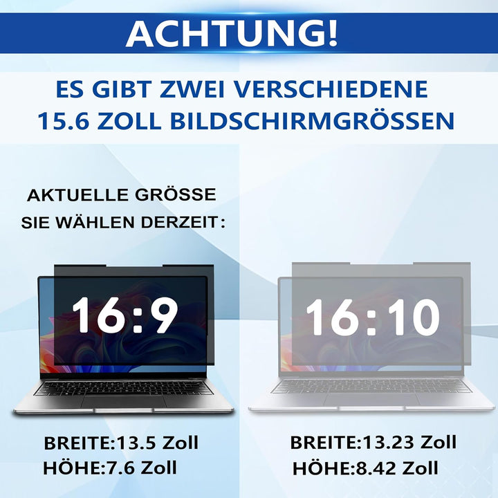 Magnetischer Laptop Blickschutzfolie 15,6 Zoll 16:9, Abnehmbarer Laptop Sichtschutzfilter und Blendf