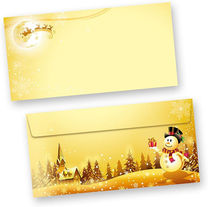 Weihnachtsbriefpapier Set Schneemann (25 Sets ohne Fenster) Briefpapier Weihnachten mit Umschlag