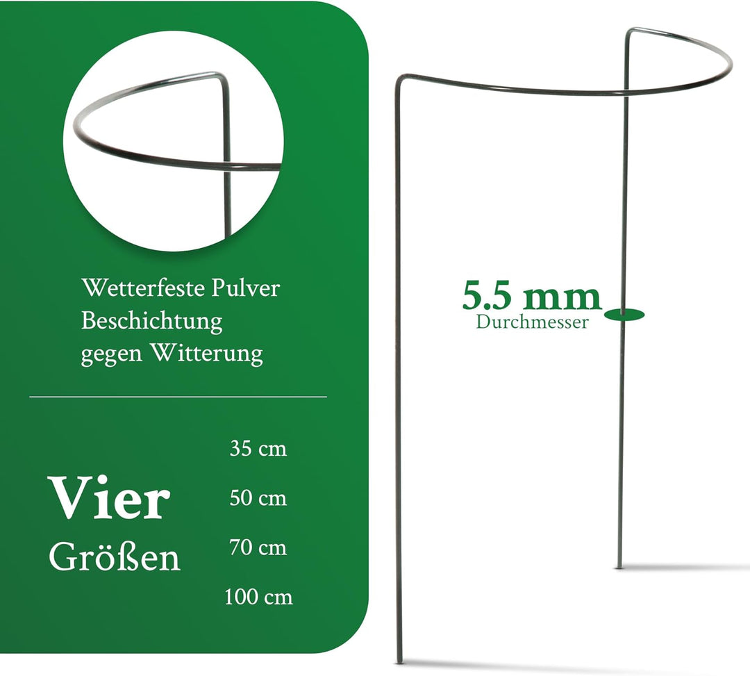 Novatool 2 Strauchstütze halbrund 40 cm Ø50 cm hoch grün Staudenhalter Blumenhalter Rankengewächs Pf