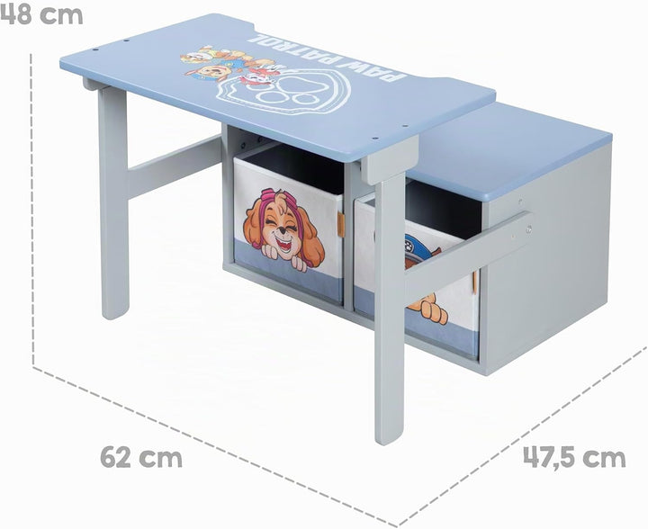 Klappbare Sitzbank Paw Patrol + 2 wendbare Aufbewahrungsboxen - Umbaubar zum Kindertisch - Ab 18 Mon