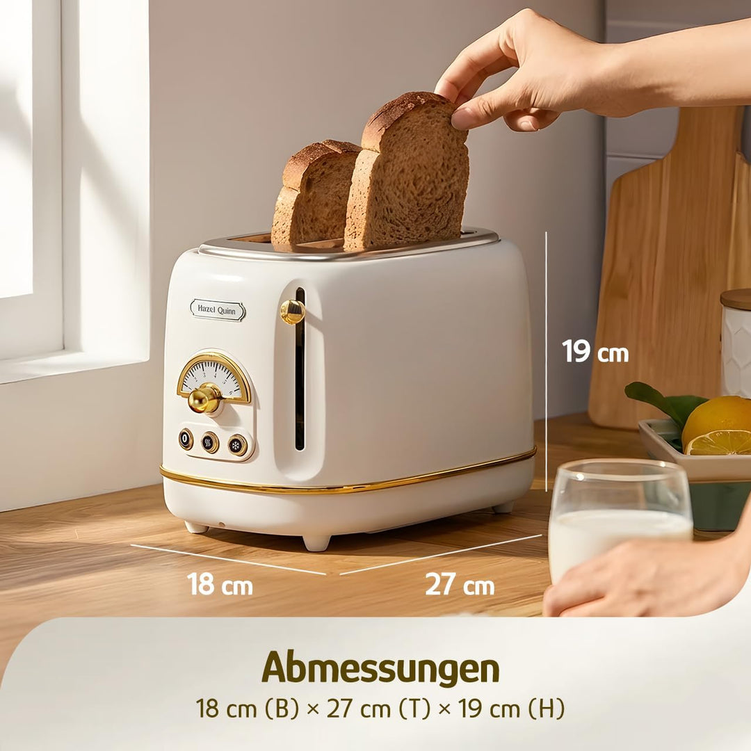Hazel Quinn 2-Scheiben Retro-Toaster, 6 Bräunungsstufen, 3 Funktionen: Auftauen/Erwärmen/Abbrechen,