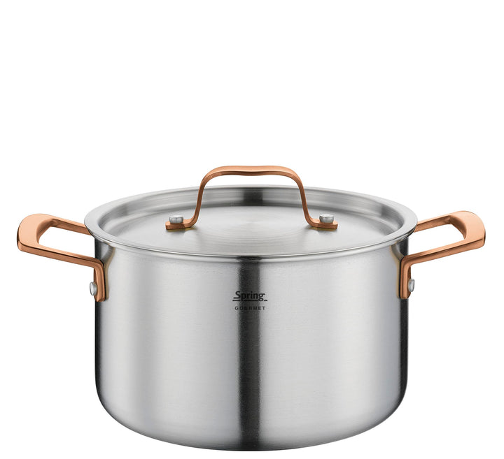 Spring Kochtopf GOURMET, mehrschichtiger Topf mit Deckel aus Edelstahl, backofengeeignet, mit Innens