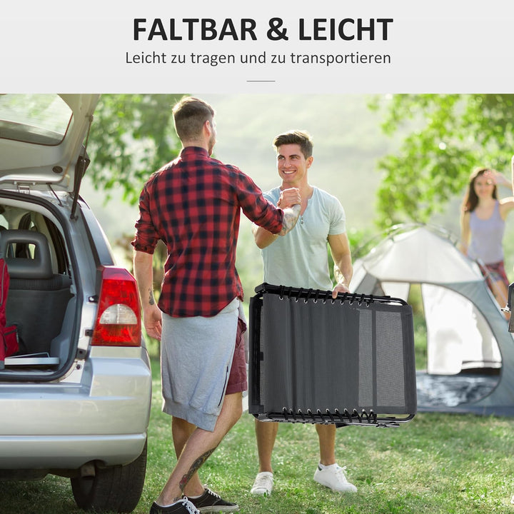 Outsunny Sonnenliege klappbar Liegestuhl mit Seitentasche, Kopfkissen, wetterfeste Campingliege bis