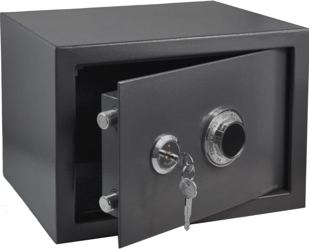 ALSTEN TECH Tresor Möbeltresor Safe Mechanisches Kombinationsschloss + Doppelbartschloss Schranksafe