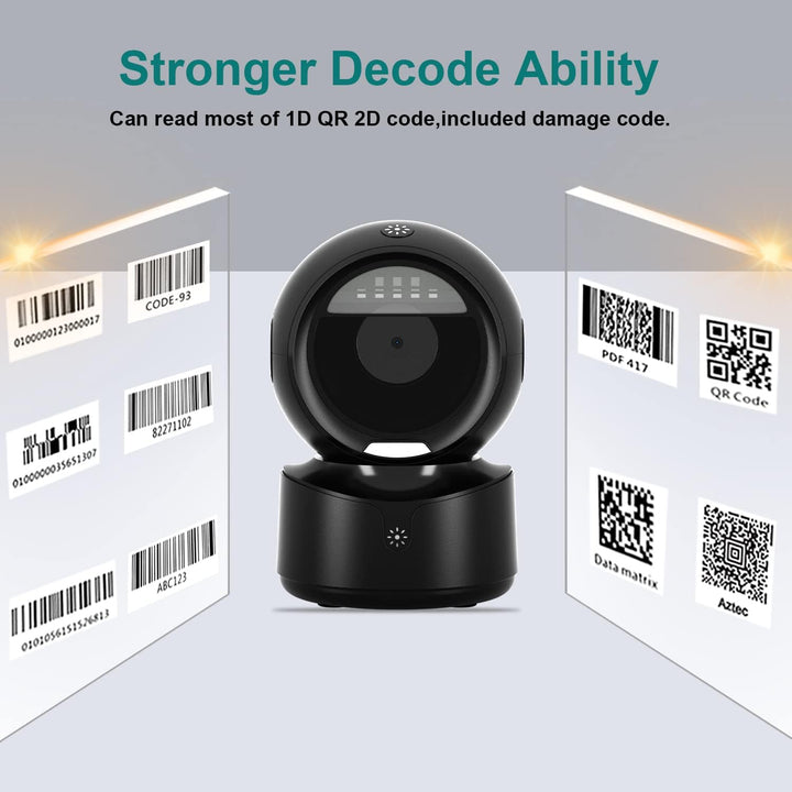 NetumScan omnidirektionaler Desktop Barcode Scanner, freihändiger kabelgebundener USB-QR-Barcode-Les