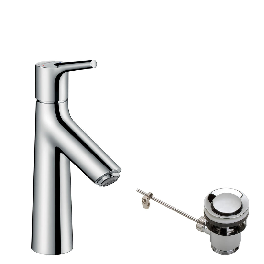 hansgrohe Wasserhahn Talis S (Armatur mit Auslauf Höhe 100mm und Zugstangen-Ablaufgarnitur) Chrom