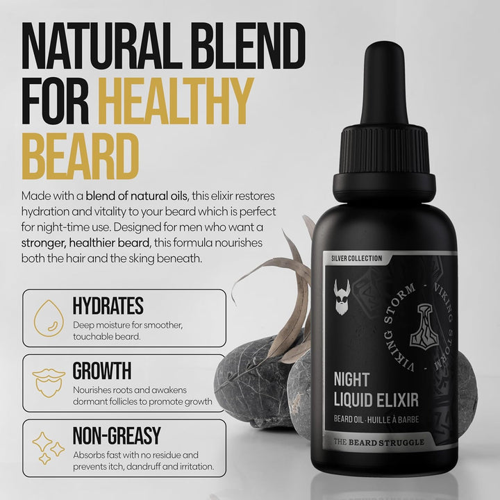 The Beard Struggle Night Liquid Elixir Bartöl für Männer – Bartpflege & Bartwuchsöl für Nacht – Feuc