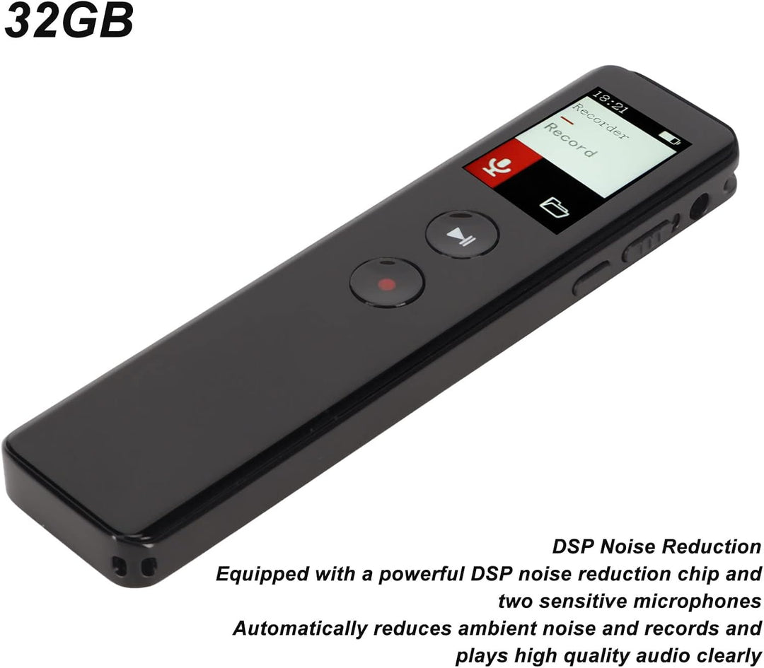 Digitaler Diktiergerät mit Lautsprecher Bluetooth 5.0, Grosser Speicher, Rauschunterdrückung, Multif