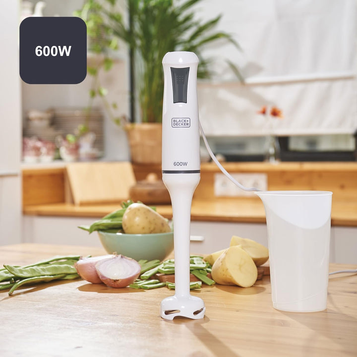 Black+Decker - Stabmixer BXHB500E 600W | Kompaktes und ergonomisches Design | Abnehmbarer Kunststoff
