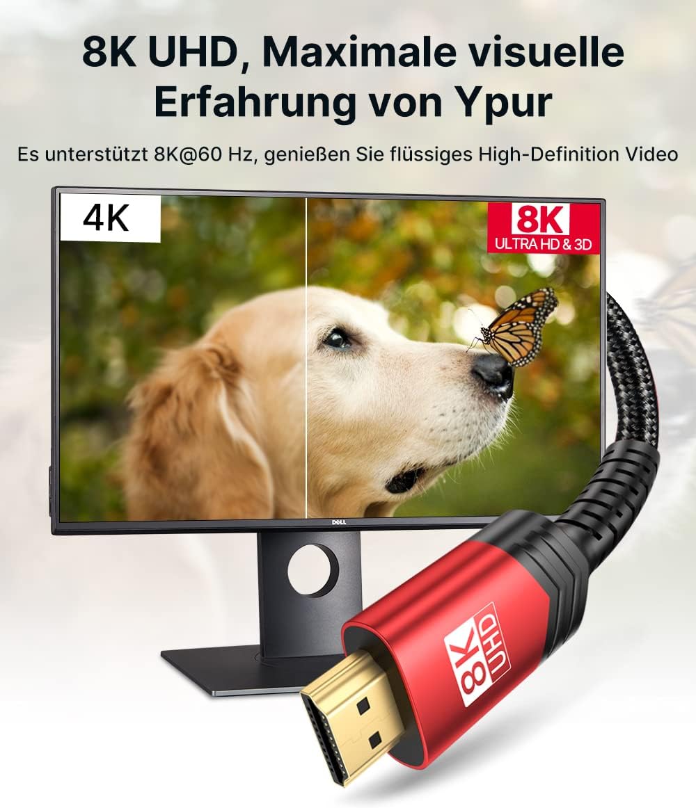 JSAUX 8K HDMI Kabel 7.5Meter 2-Stück | 4K & 8K HDMI 2.1 Kabel 48Gbps High Speed HDMI | 4K@120Hz 144H