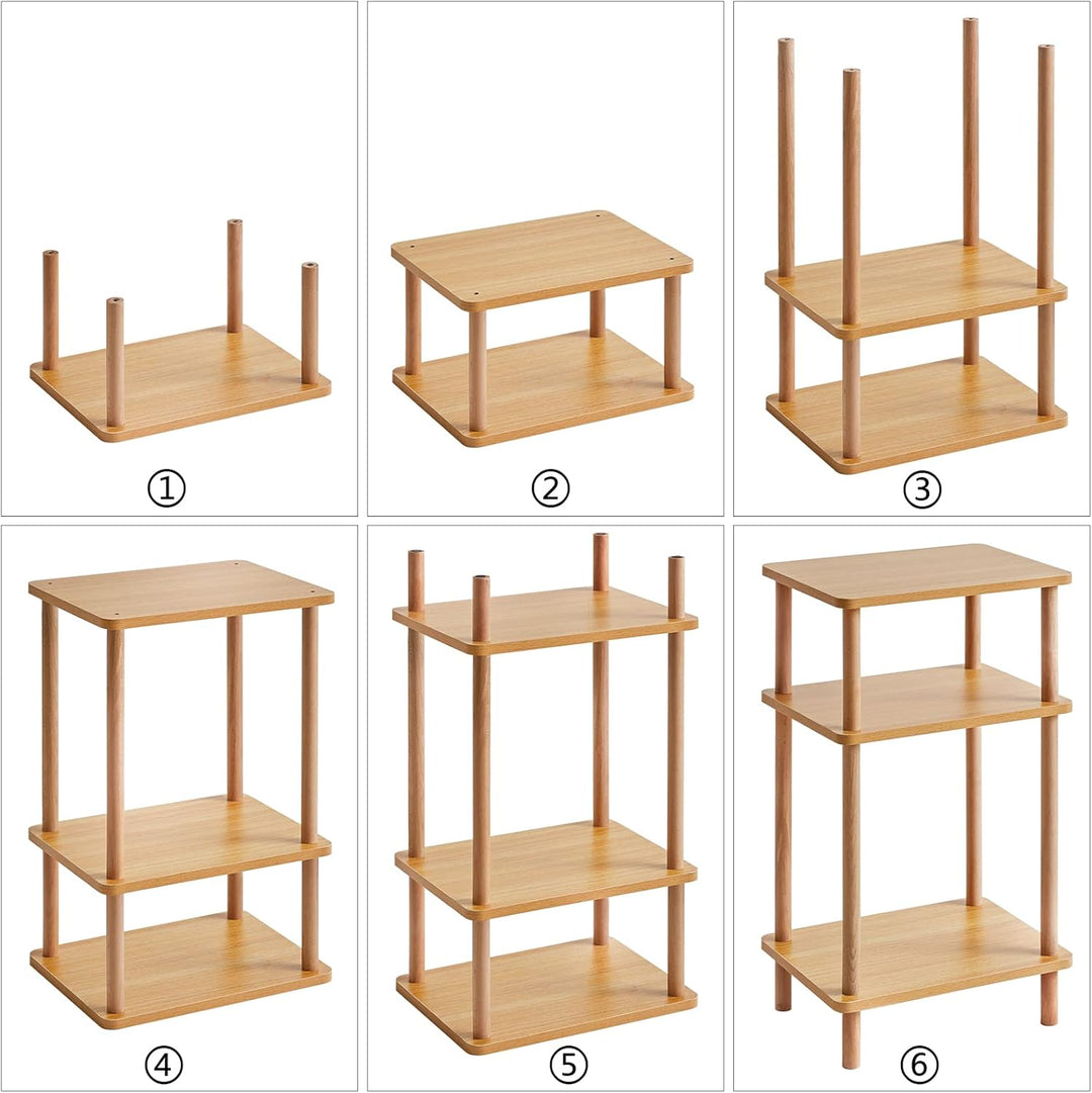 IBUYKE Holz Beistelltisch, Nachttische mit 3 Ebenen, 39x29x68.5cm, Couchtisch, Sofatisch, für Schlaf