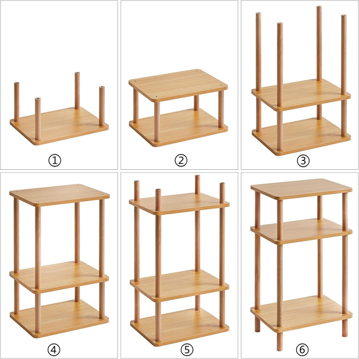 IBUYKE Holz Beistelltisch, Nachttische mit 3 Ebenen, 39x29x68.5cm, Couchtisch, Sofatisch, für Schlaf