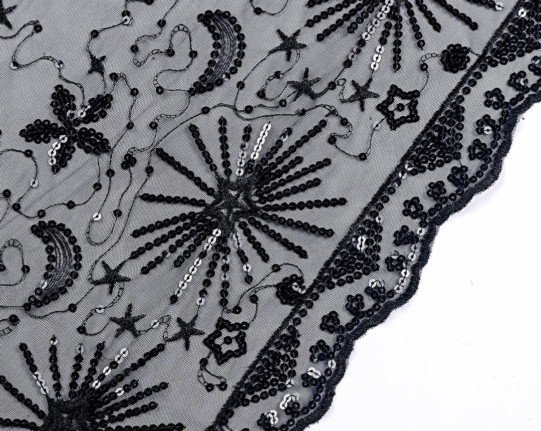 keland Damen Festlich Pailletten Umhang Schal Schultertuch Stola Tuch für Abendkleid A-schwarz, A-sc