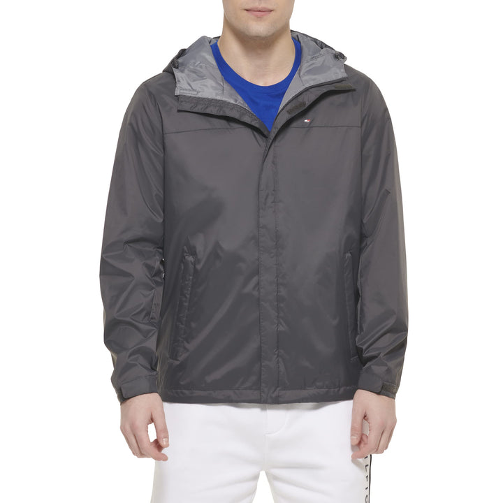 Tommy Hilfiger Herren Lightweight Breathable Waterproof Hooded Rain Jacket Regenmantel XS anthrazit,