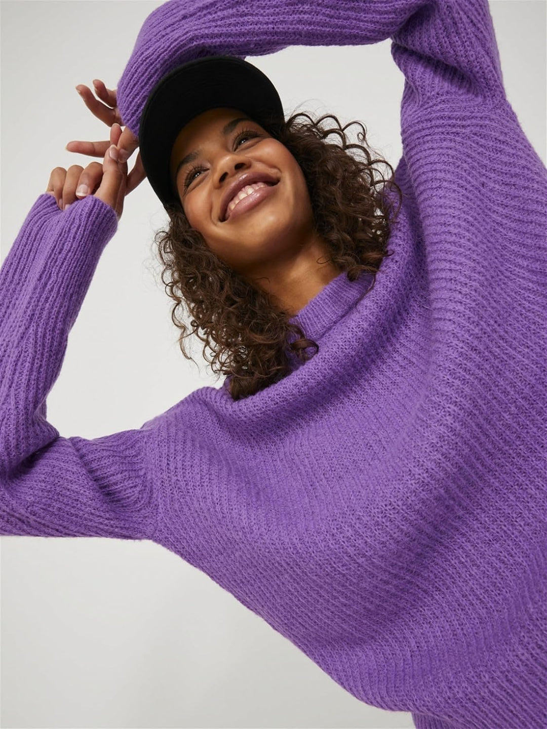 Damen Jxember Ls Fluffy Crew Neck Knit Noos Pullover, Royal Lilac