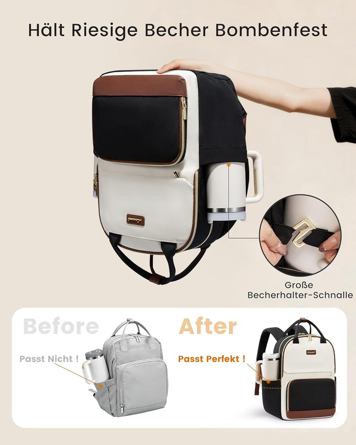 LOVEVOOK Rucksack Damen, 15.6 Zoll Laptop Schulrucksack Teenager mit Grossem Flaschenfach, Uni Schul