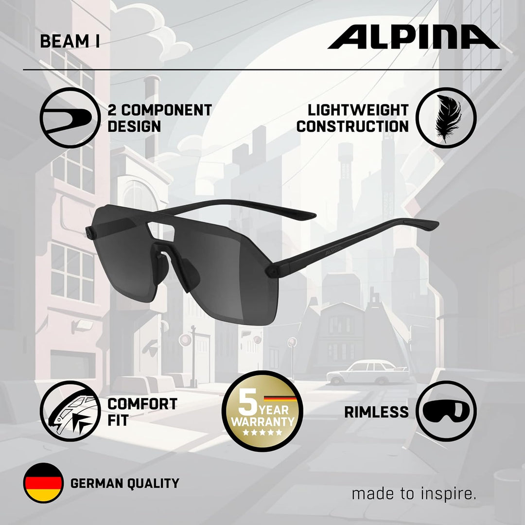 ALPINA Unisex Sonnenbrille Sonnenbrille (1er Pack) Einheitsgrösse All Black Matt, Einheitsgrösse All