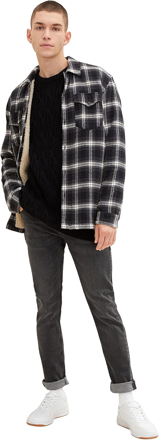 TOM TAILOR Denim Herren Pullover mit Zopfmuster M 29999 - Black, M 29999 - Black