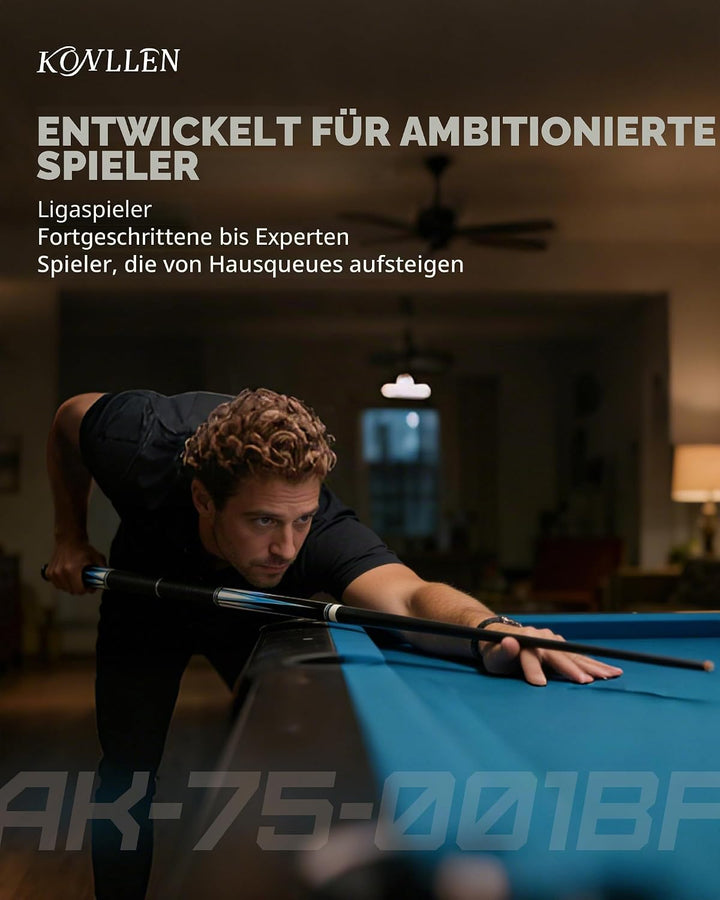 KONLLEN Billardqueue-Stick aus Karbonfaser, niedrige Ablenkung, handgefertigt, Inlay, ultraglatt, pr