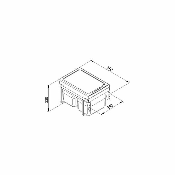 REJS Einbau-Mülleimer für 40 cm Schrank 2-fach Abfallsystem mit Deckel Soft-Close & Vollauszug 2 x 1