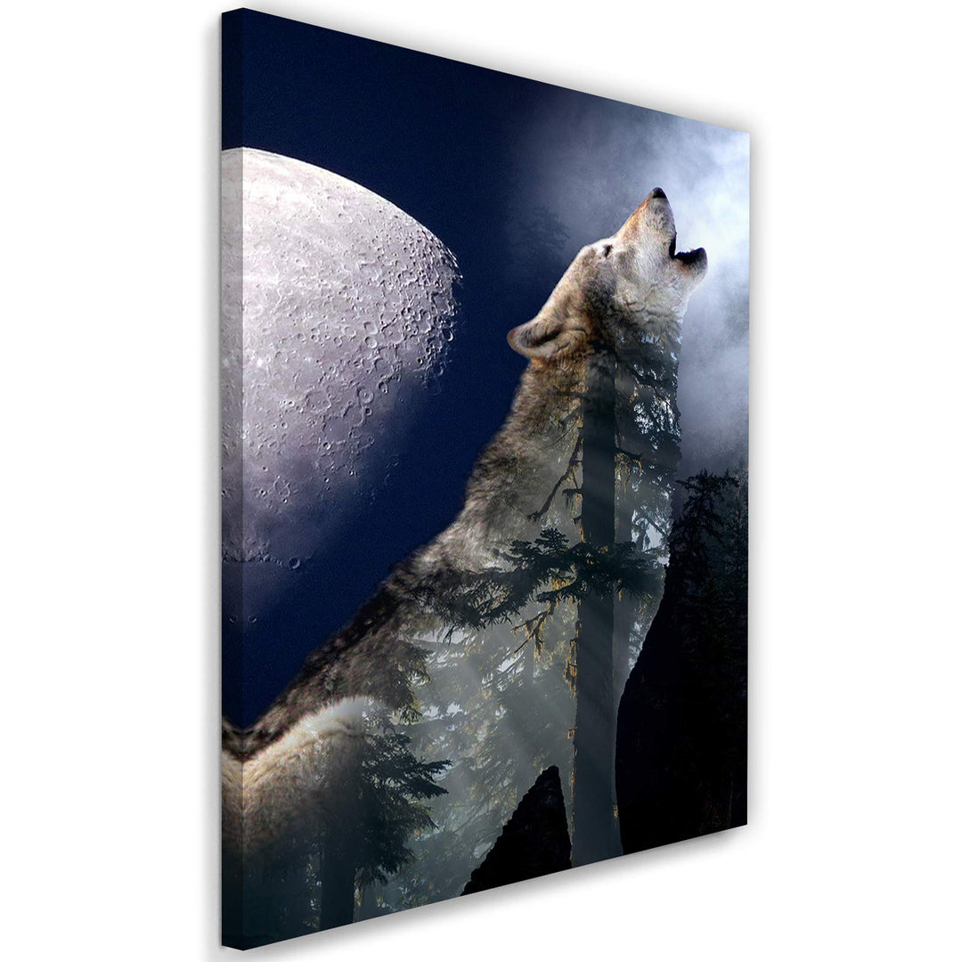 Feeby Wandbild Tier Druckbild Leinwandbild Grafik Blau 60x90 cm Leinwandbild 60x90 cm Blau_A, Leinwa