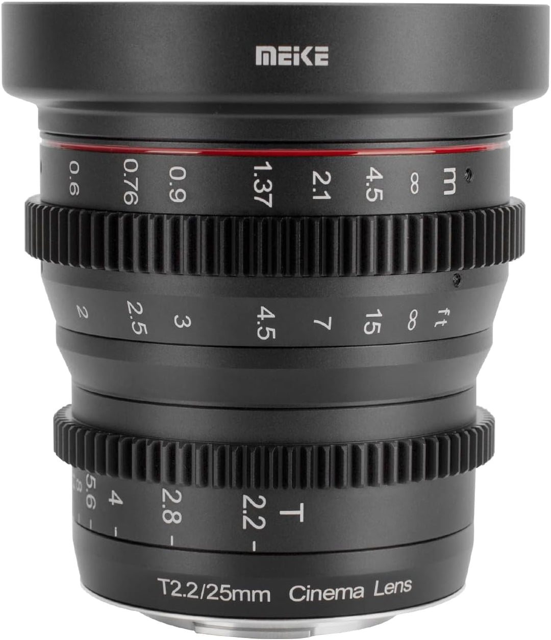 MEKE 25mm T2.2 grosse Blende, manueller Fokus, geringer Verzerrung, 4K Mini-Cine-Objektiv für Micro