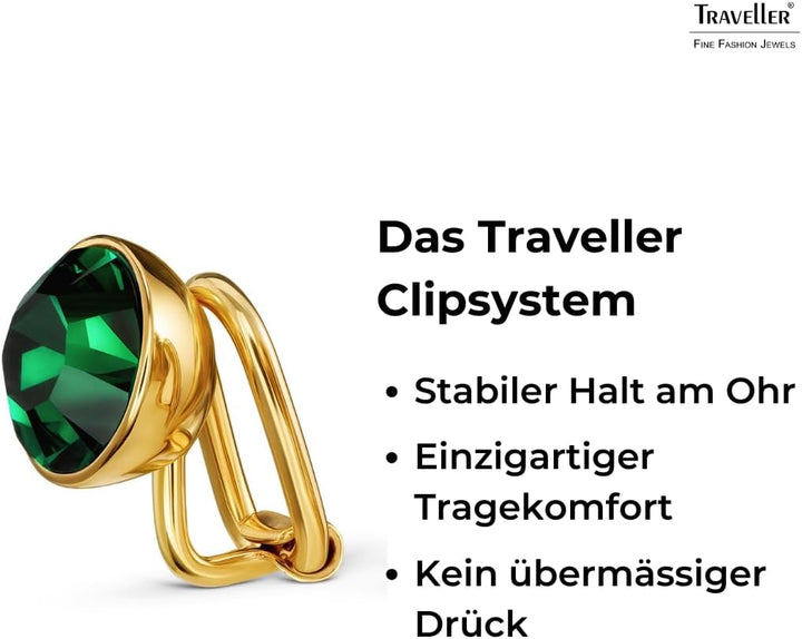 Traveller Ohrclip - Damen - Kristall Grün, Grün