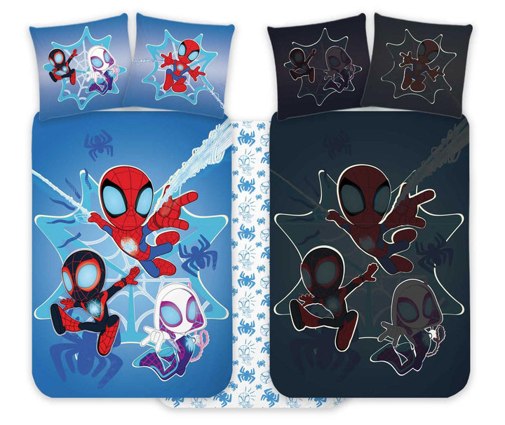 Spidey Kinderbett Bettwäsche Set 100x135 cm + Kissenbezug 40x60 cm 100% Baumwolle | Nachtleuchtender