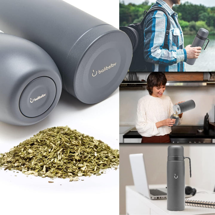 BALIBETOV Komplettes Yerba Mate Set – Moderner Mate Gourd, Thermos, Yerba Behälter, zwei Bombillas u